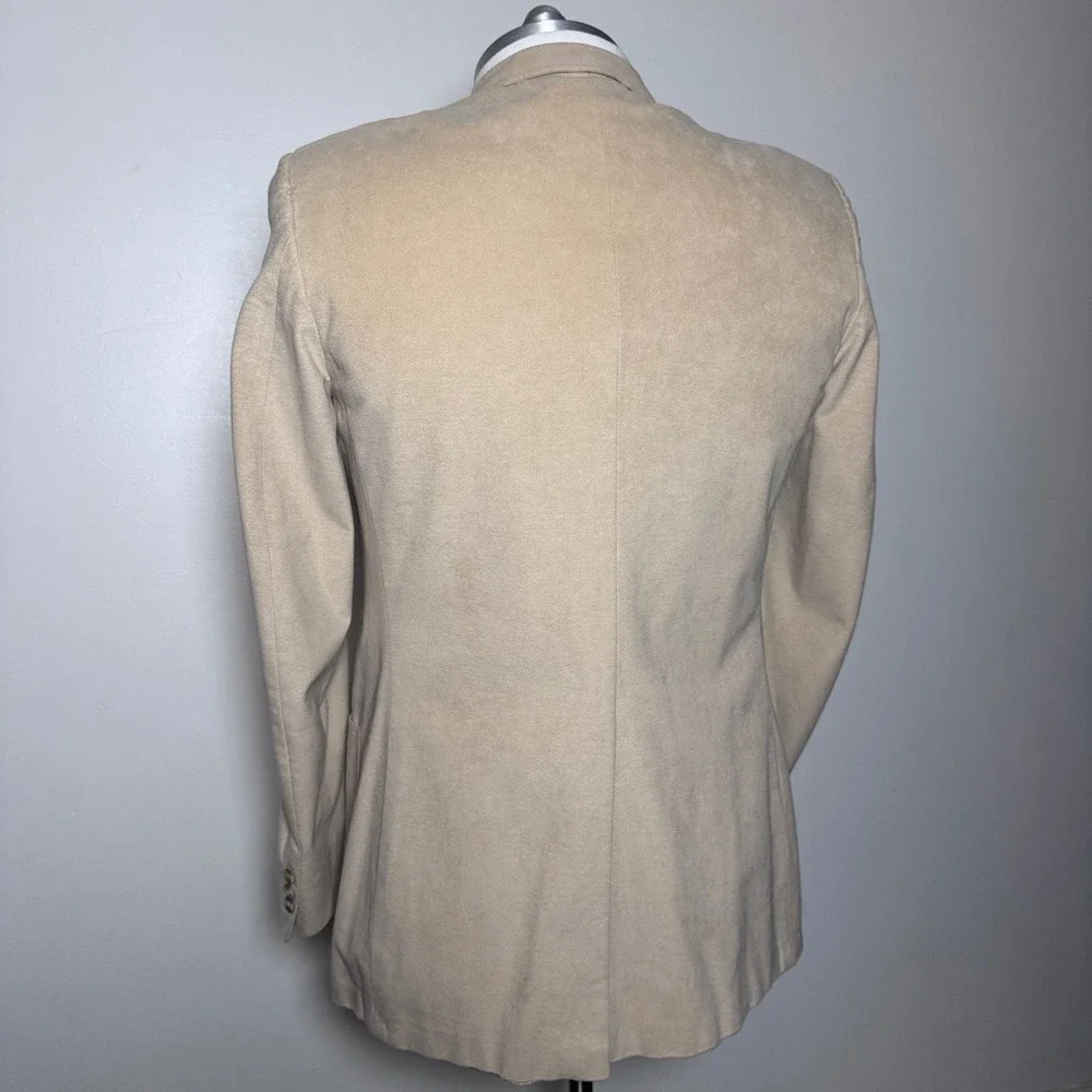 UNW Vintage Ultra Suede Blazer Mens 42L‎ Tan Solid Notch Lapel Two Button USA